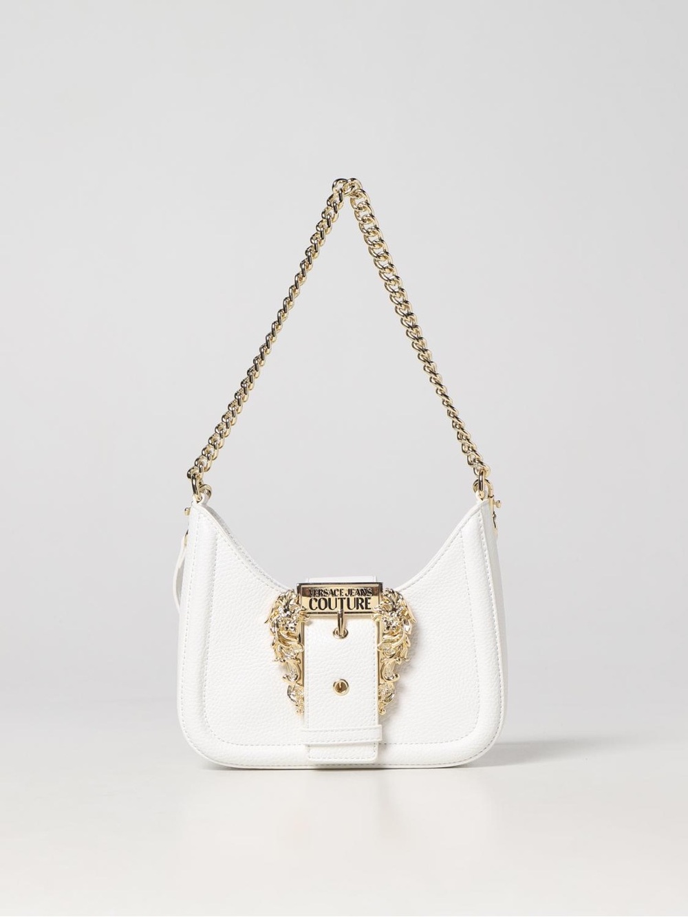 Versace Jeans Collection White Shoulder Bag with Gold Hardware